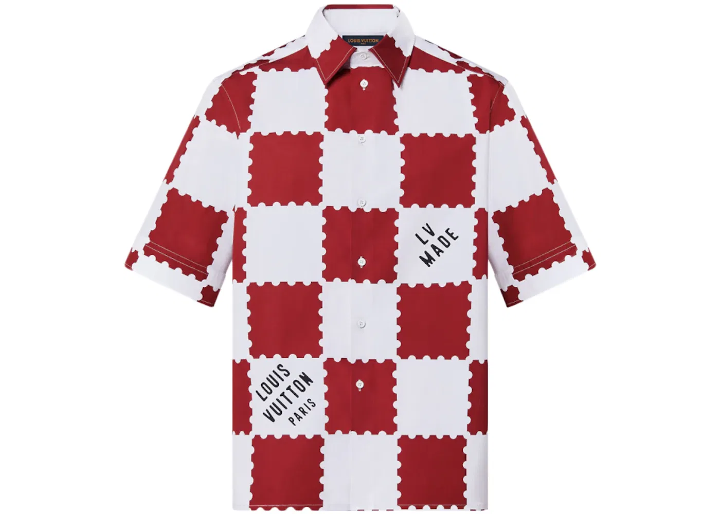 Мужская рубашка с коротким рукавом Louis Vuitton x Nigo Giant Damier, Garnet Red