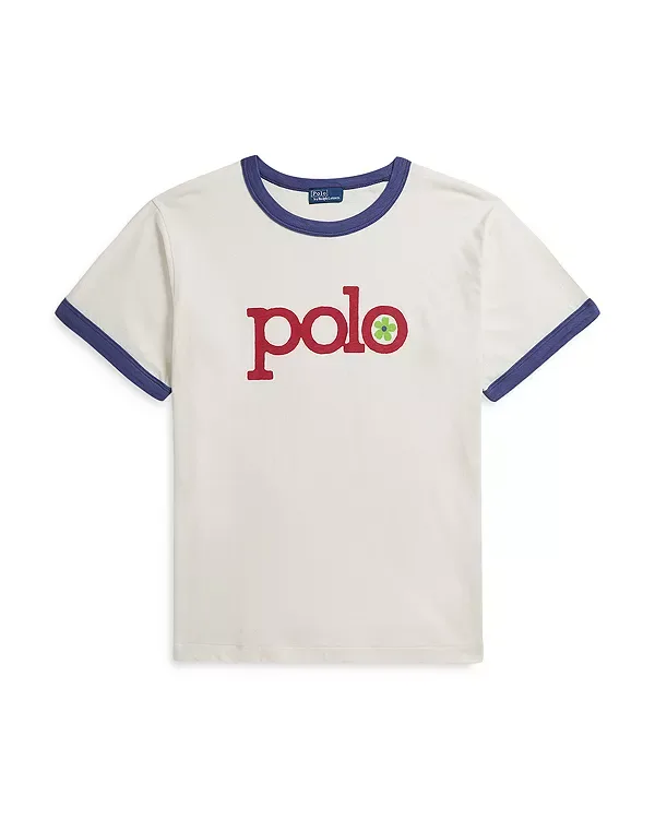 Футболка с логотипом и контрастной отделкой Ralph Lauren, White