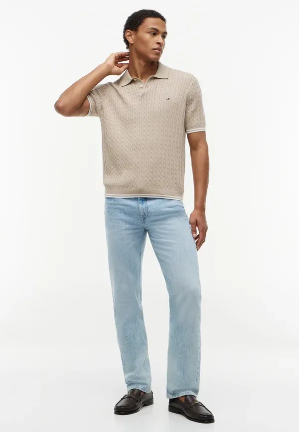 Поло вязаное Cable Knit Elevated Essentials Tommy Hilfiger, Batique Khaki, хаки — фото 2