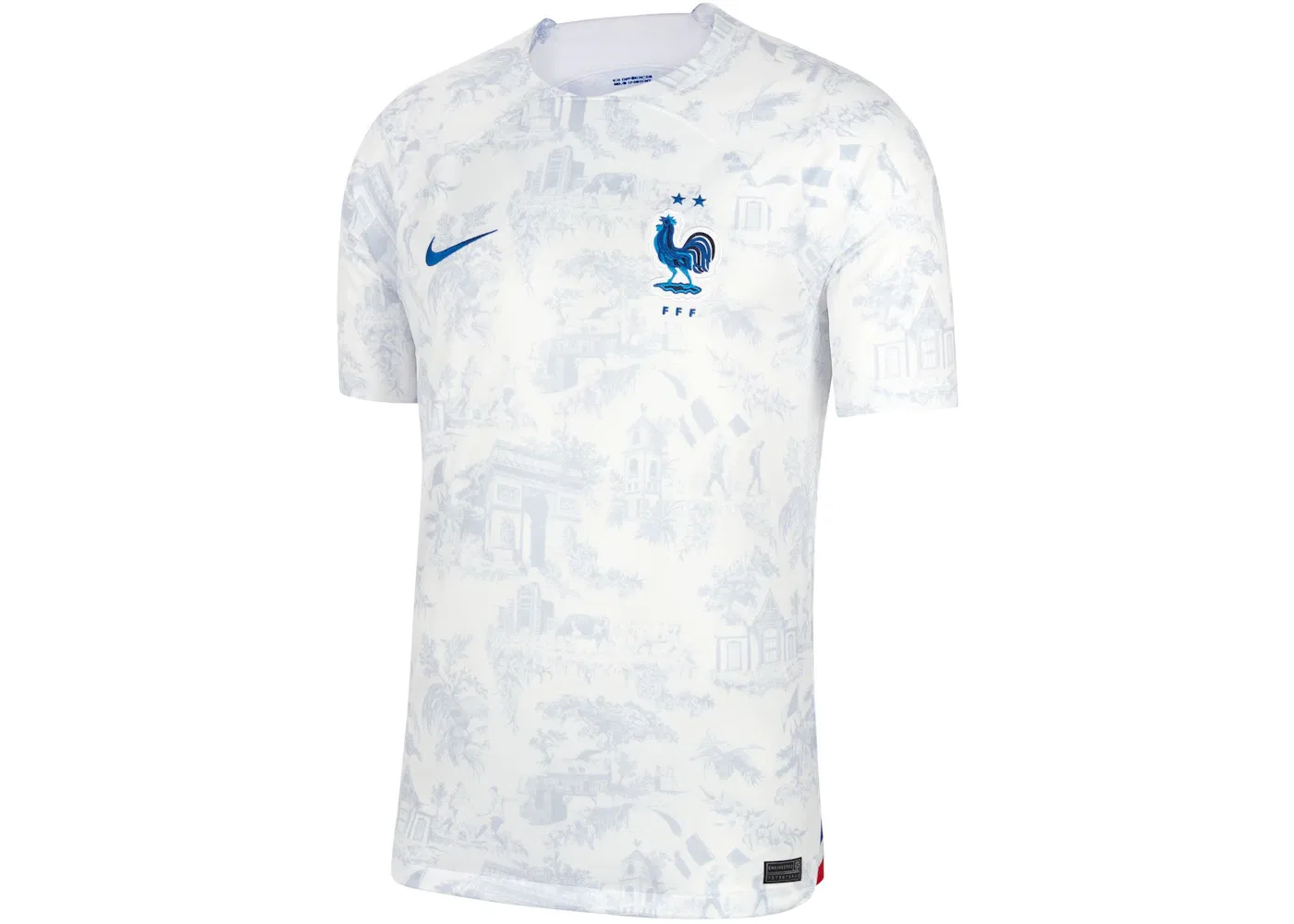 Мужская футбольная футболка с длинным рукавом Nike France 2022/23 Stadium Away Jersey, White/White/White/Game Royal
