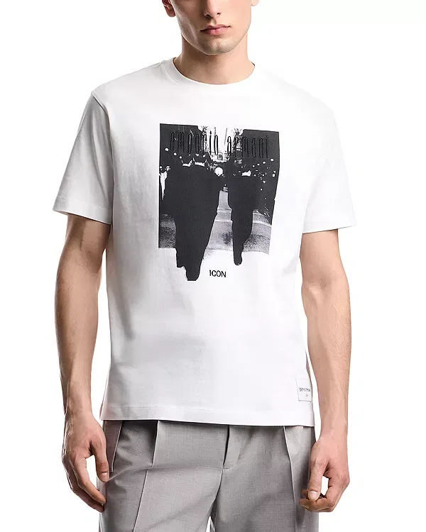 Мужская футболка с ретро-принтом Emporio Armani, белый