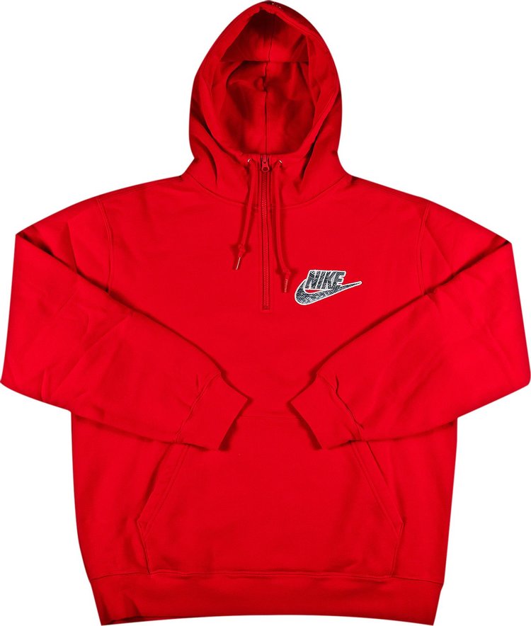 Толстовка Supreme x Nike Half Zip Hooded Sweatshirt 'Red', красный - фото