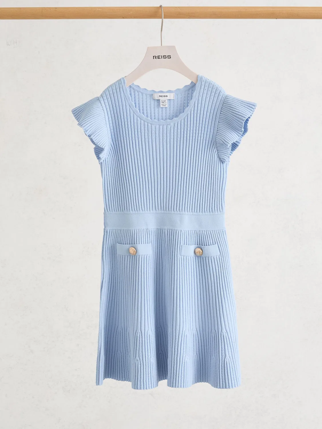 Платье pointelle-трикотаж Reiss Miriam, пастельно-голубое