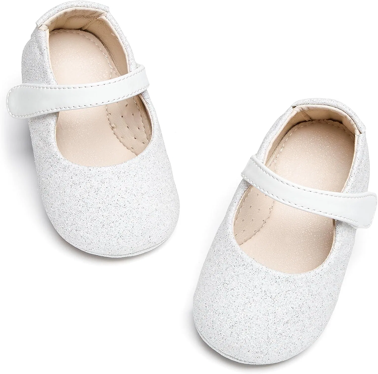 Детские туфли Мэри Джейн для девочек PHIRAMIN, Glitter White — фото 3