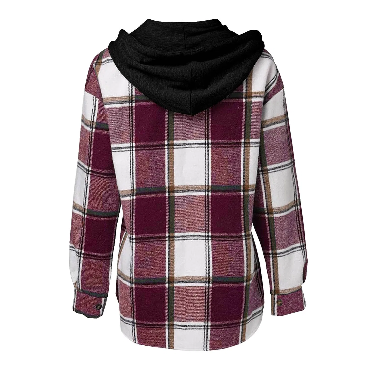 Женское пальто свободного кроя с принтом Elegante stampa casual a quadri, Vino B — фото 3