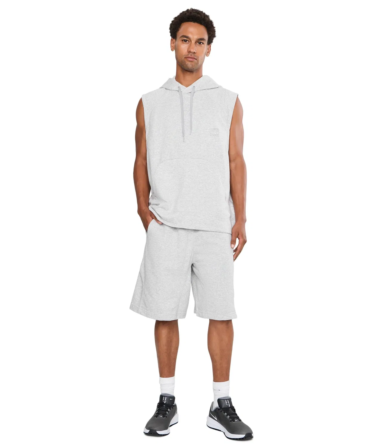 Худи без рукавов из флиса Dri-FIT NAC Nike, Light Smoke Grey/Heather/Clear — фото 2