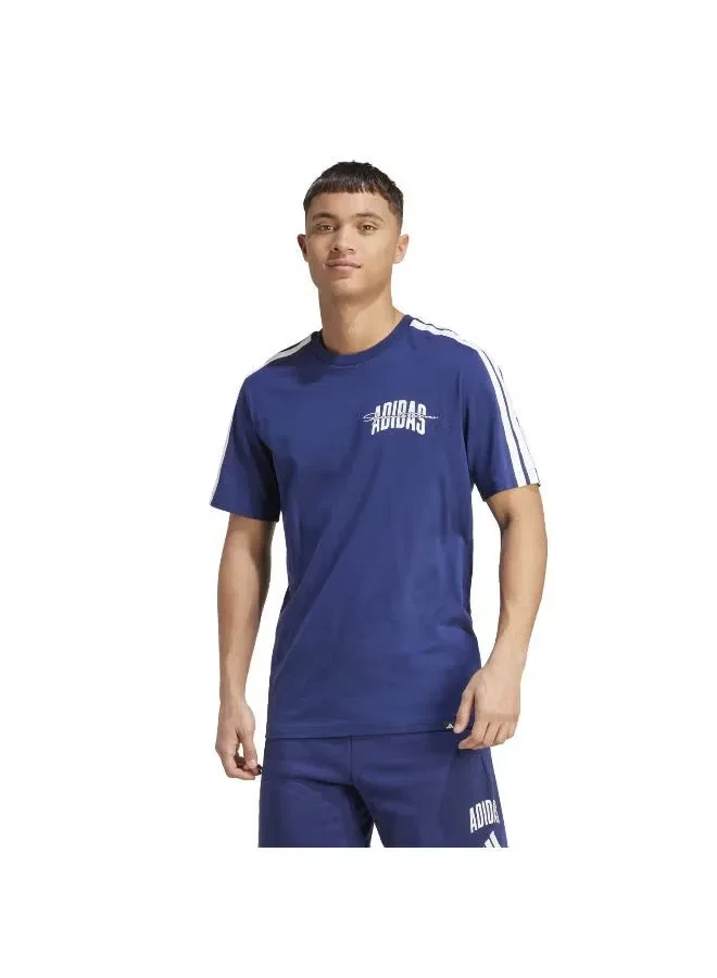 Футболка с принтом колледж-стайл Adidas, синяя