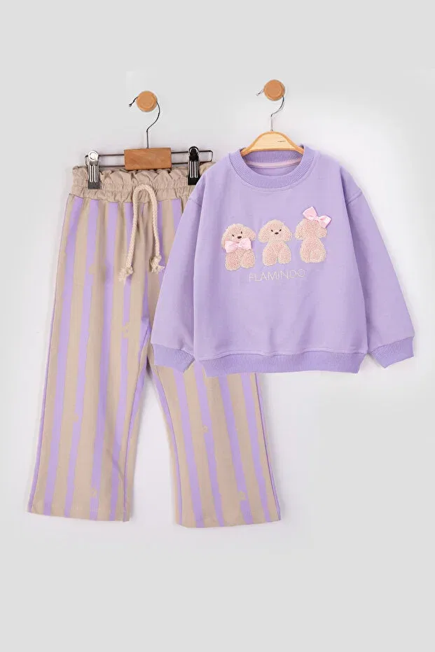 Детский спортивный костюм для девочек с вышивкой Süzene Baby Flamindo, Lilac