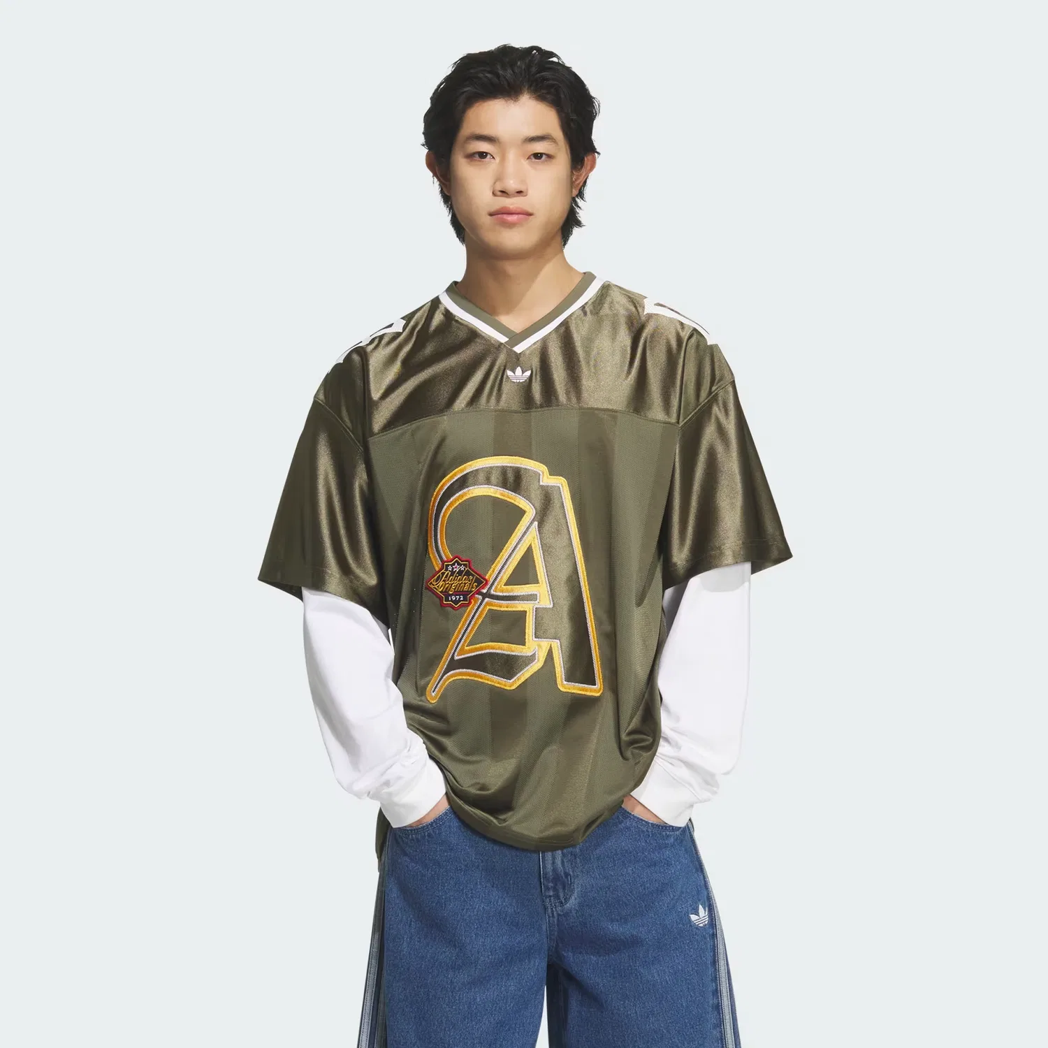 Мужская футболка свободного кроя OG M 2IN1 Jersey Adidas Originals, оливковый
