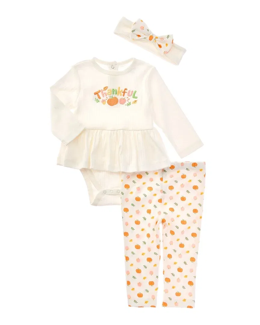 Детский комплект боди-комбинезона с вышивкой и оборкой Thankful Little Me, White