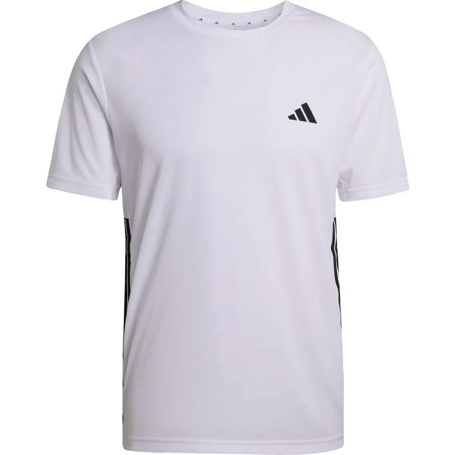 Футболка с длинным рукавом Performance Workout Essentials Base 3-Stripes adidas, Бело-черный — фото 3