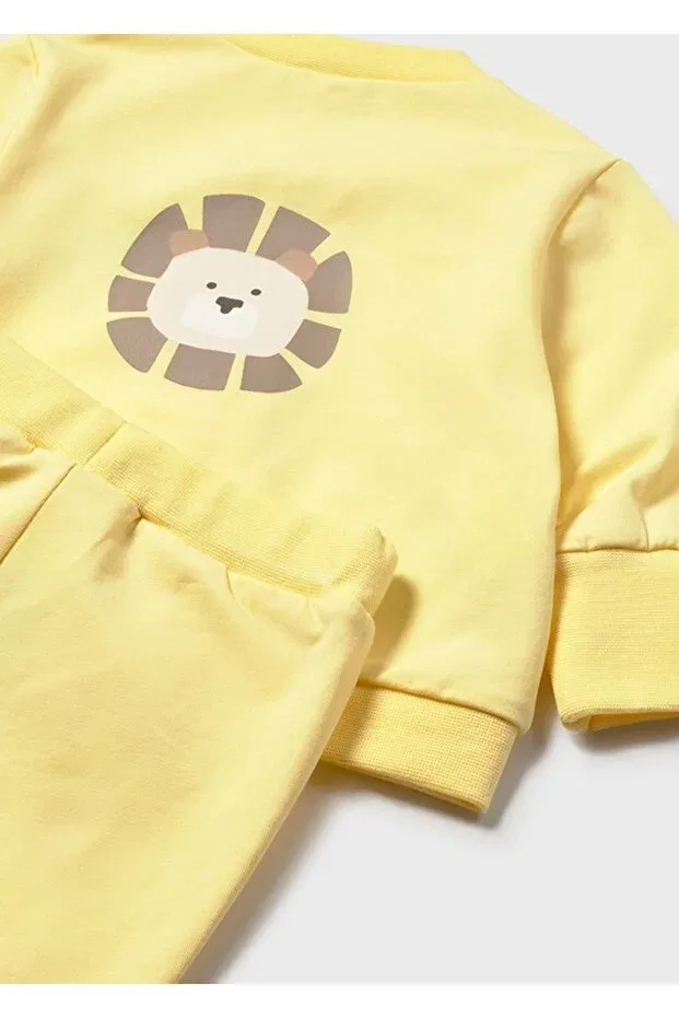 Детский комплект из толстовки и штанов с принтом Newborn jumpsuit tracksuit set Mayoral, Yellow — фото 4