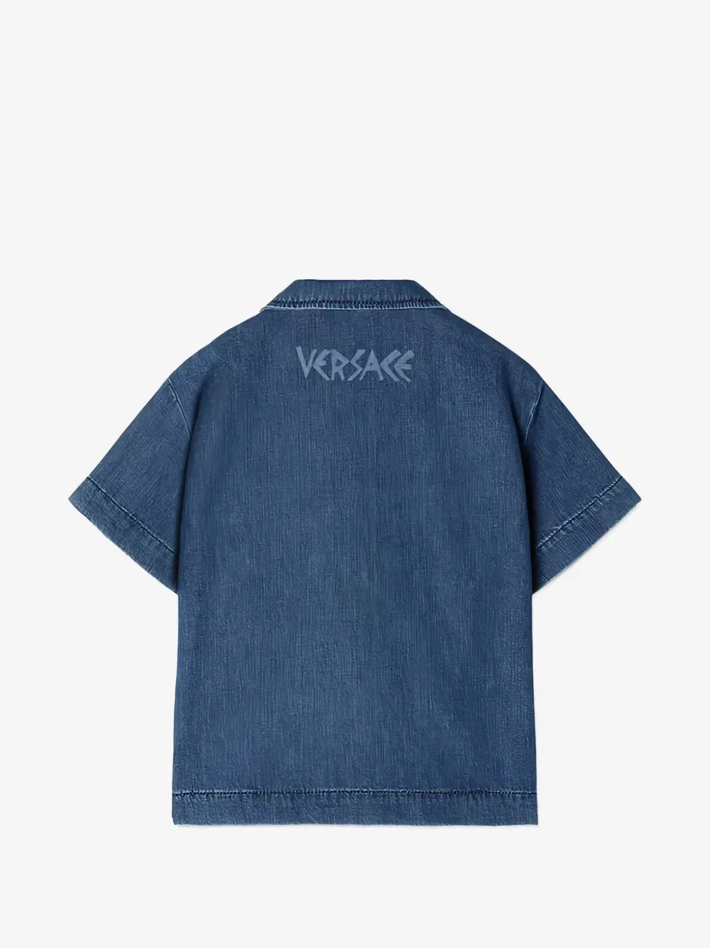 Джинсовая рубашка Greca Waves Versace Kids, синий — фото 2