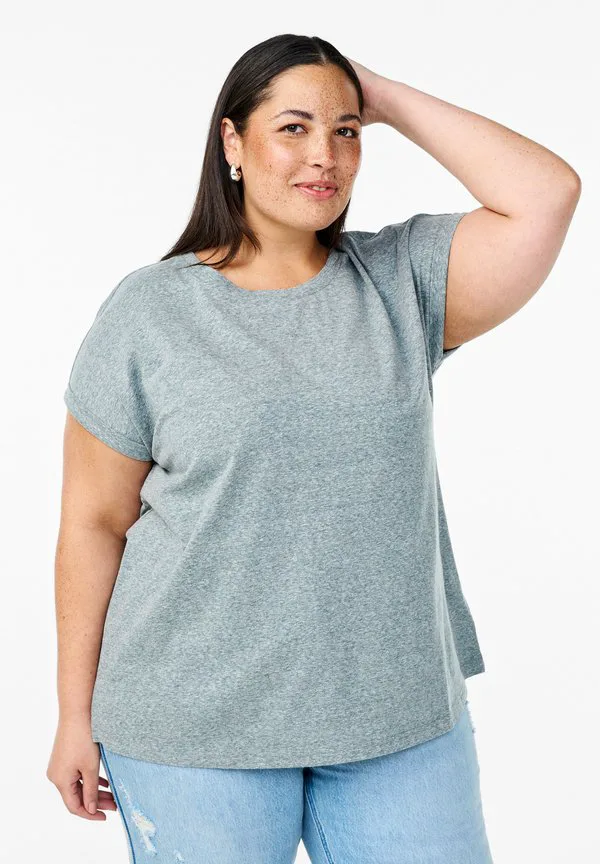 

Простая футболка Zizzi, Balsam Green Mel, Зеленый, Простая футболка Zizzi, Balsam Green Mel