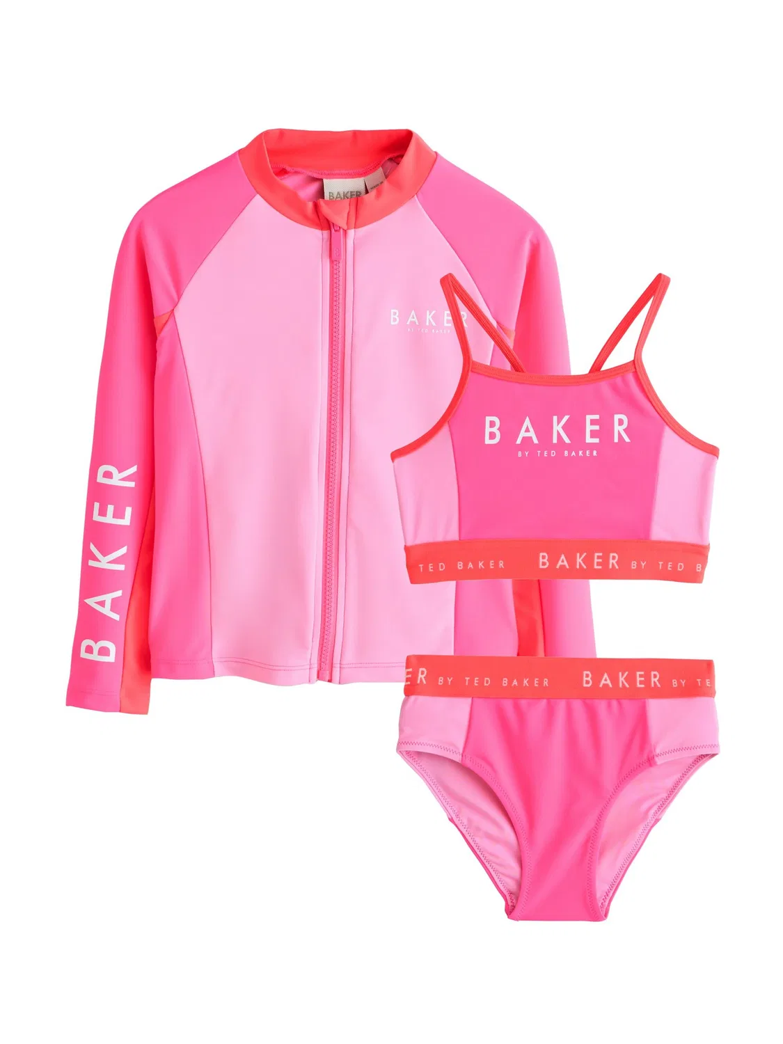 Бикини-футболка Baker by Ted Baker в розовом, розовом и малиновом цветах