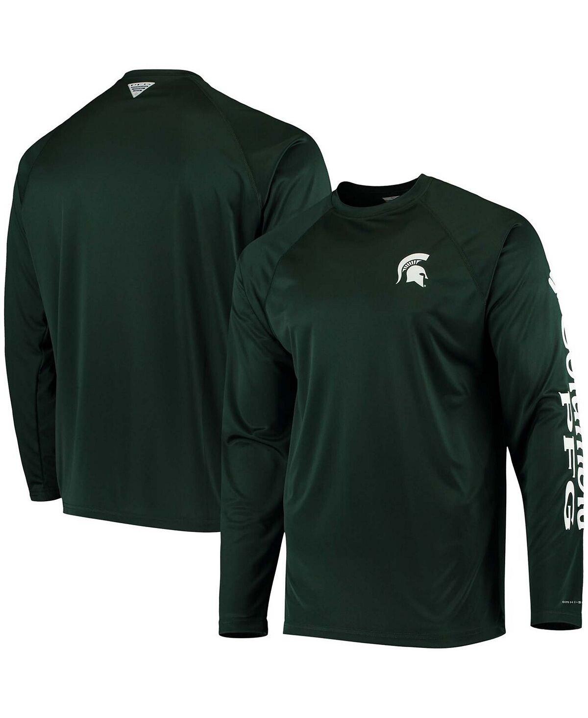 

Мужская футболка с длинным рукавом pfg green michigan state spartans terminal tackle omni-shade Columbia, зеленый