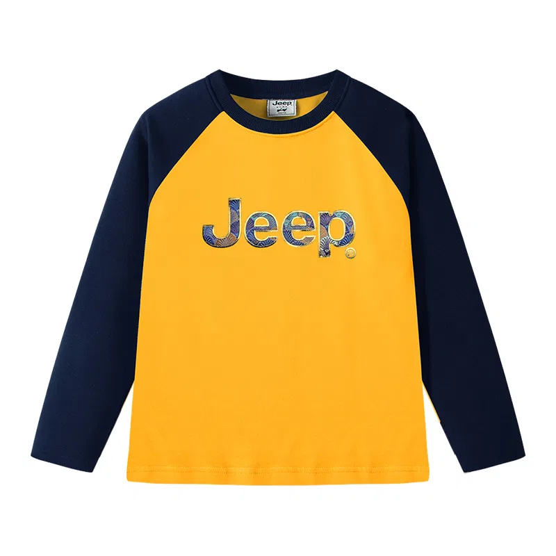Детская футболка с круглым вырезом, хлопковая, Jeep, Turmeric
