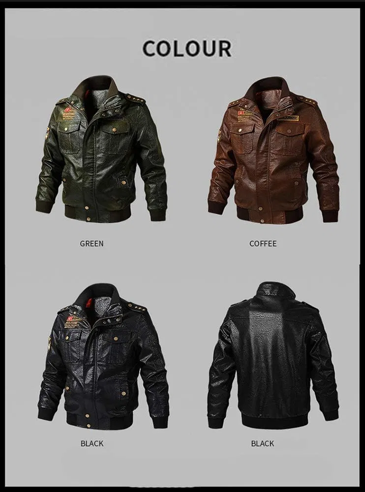 Мужская куртка из кожзама с принтом, модель Motorcycle Jackets, зелёный — фото 3