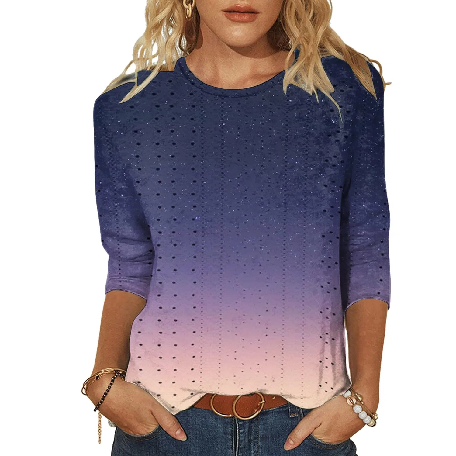 Женская футболка с длинным рукавом Nightgown Cotton Plush T-Shirts, 5-dark Purple — фото 2