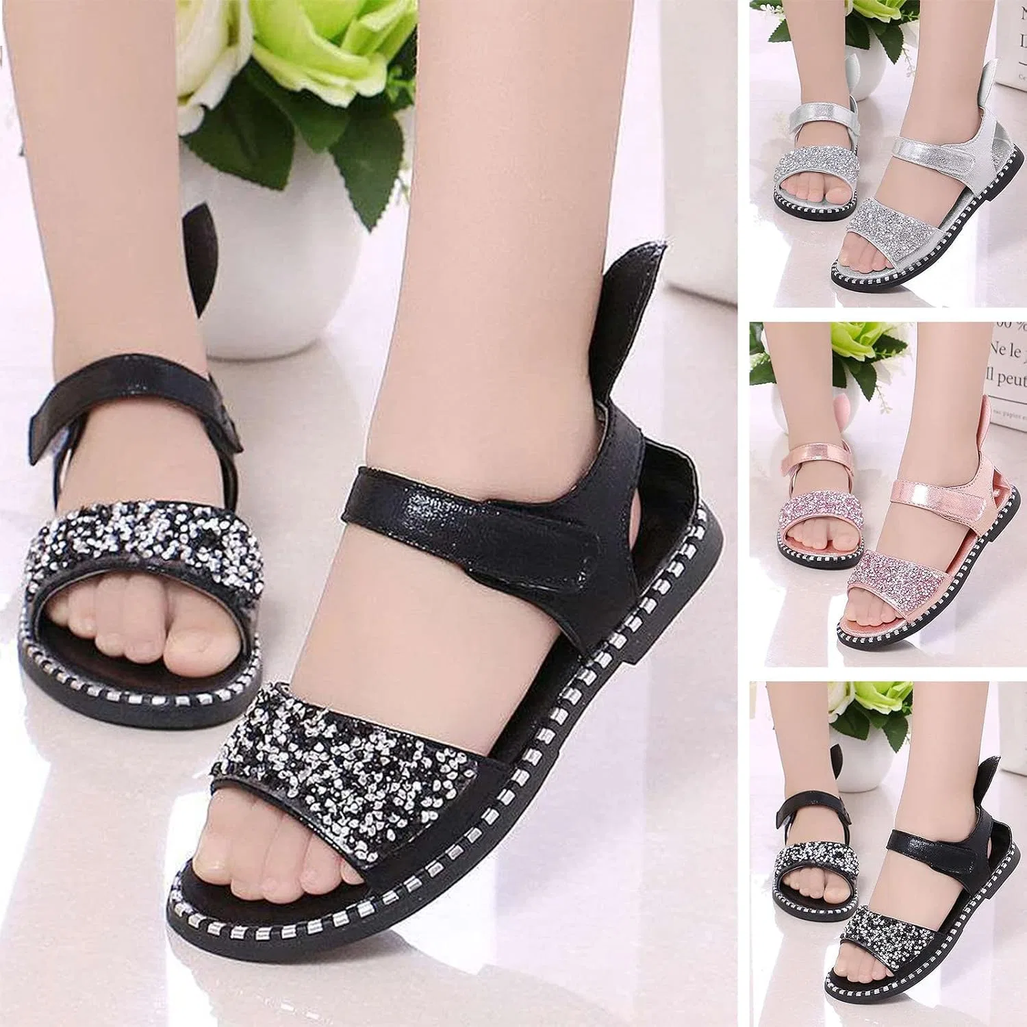 Детские балетки для девочек без застежки Scuff Slippers, Silver — фото 4