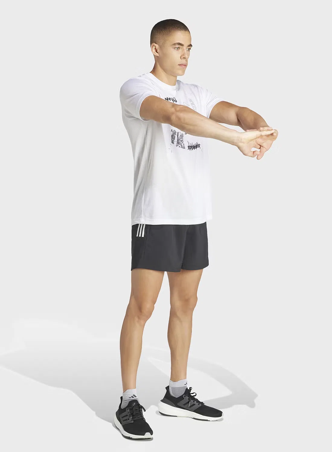 Шорты беговые с логотипом Adidas, черный — фото 3