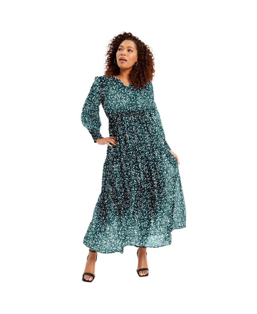 

Женское многоярусное макси-платье June + Vie June & Vie, Dotted green