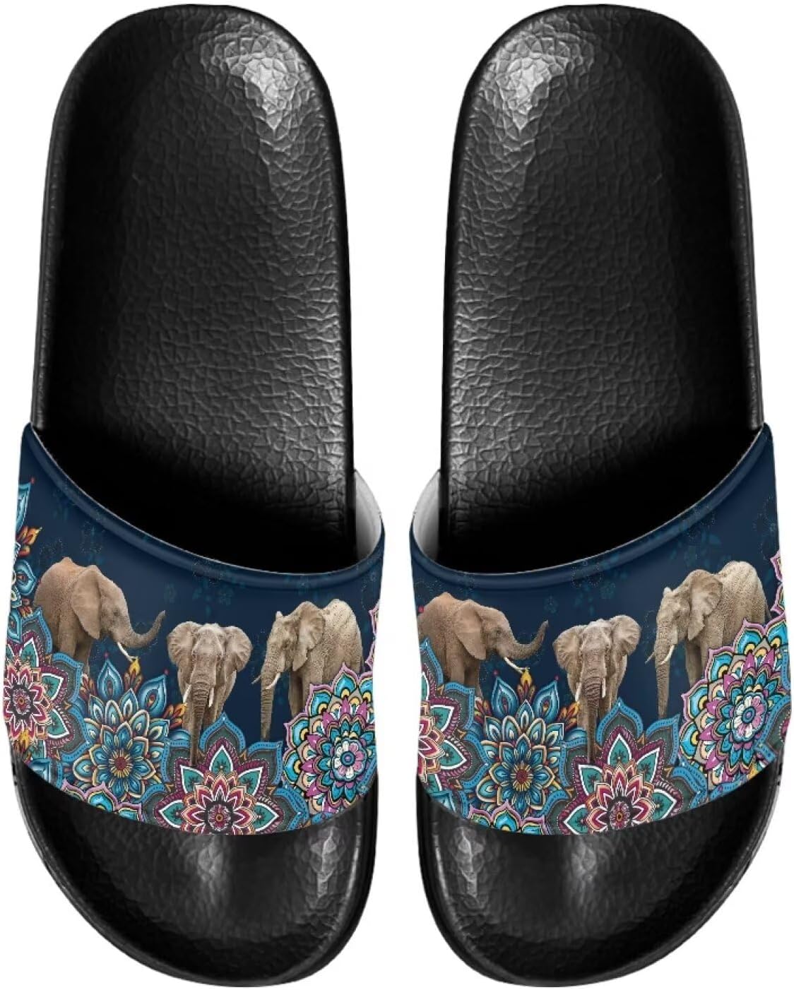 

Сланцы для женщин на плоской подошве с открытым носком, удобные пляжные сандалии, тапочки Judentidos, Mandala Elephant