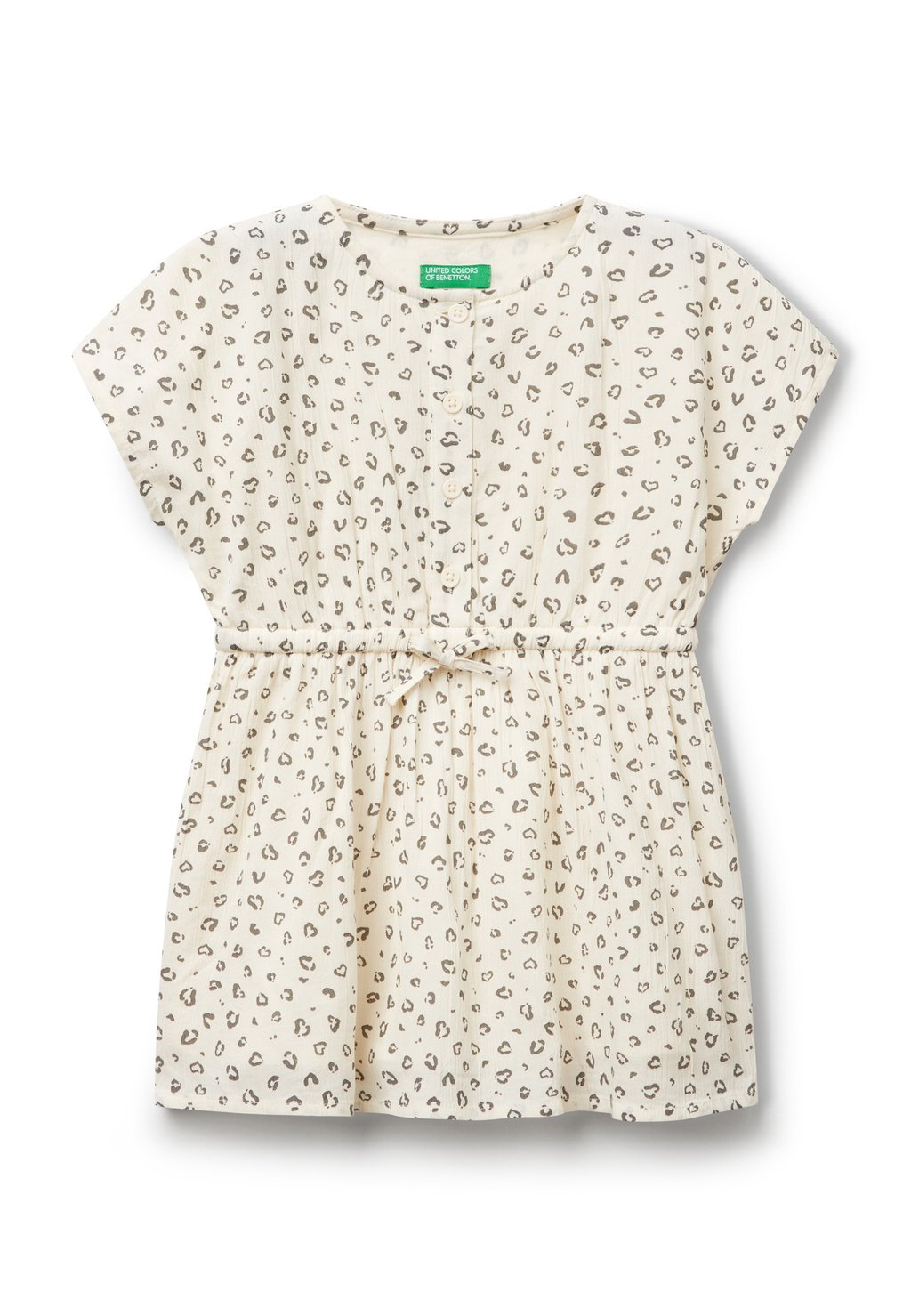 

Платье-рубашка WITH ANIMAL PRINT United Colors of Benetton, слоновая кость