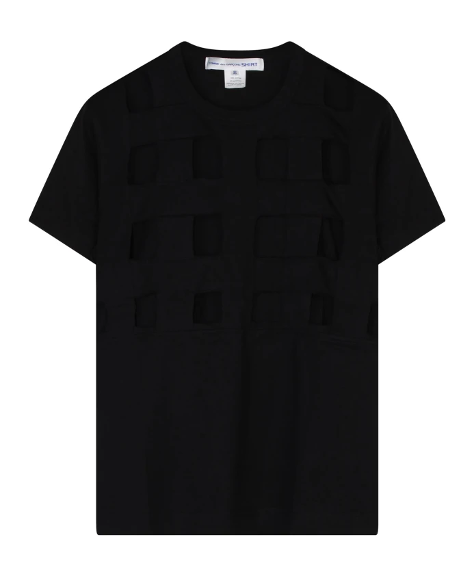 

Черная хлопковая футболка с вырезом Comme Des Garã§Ons, черный
