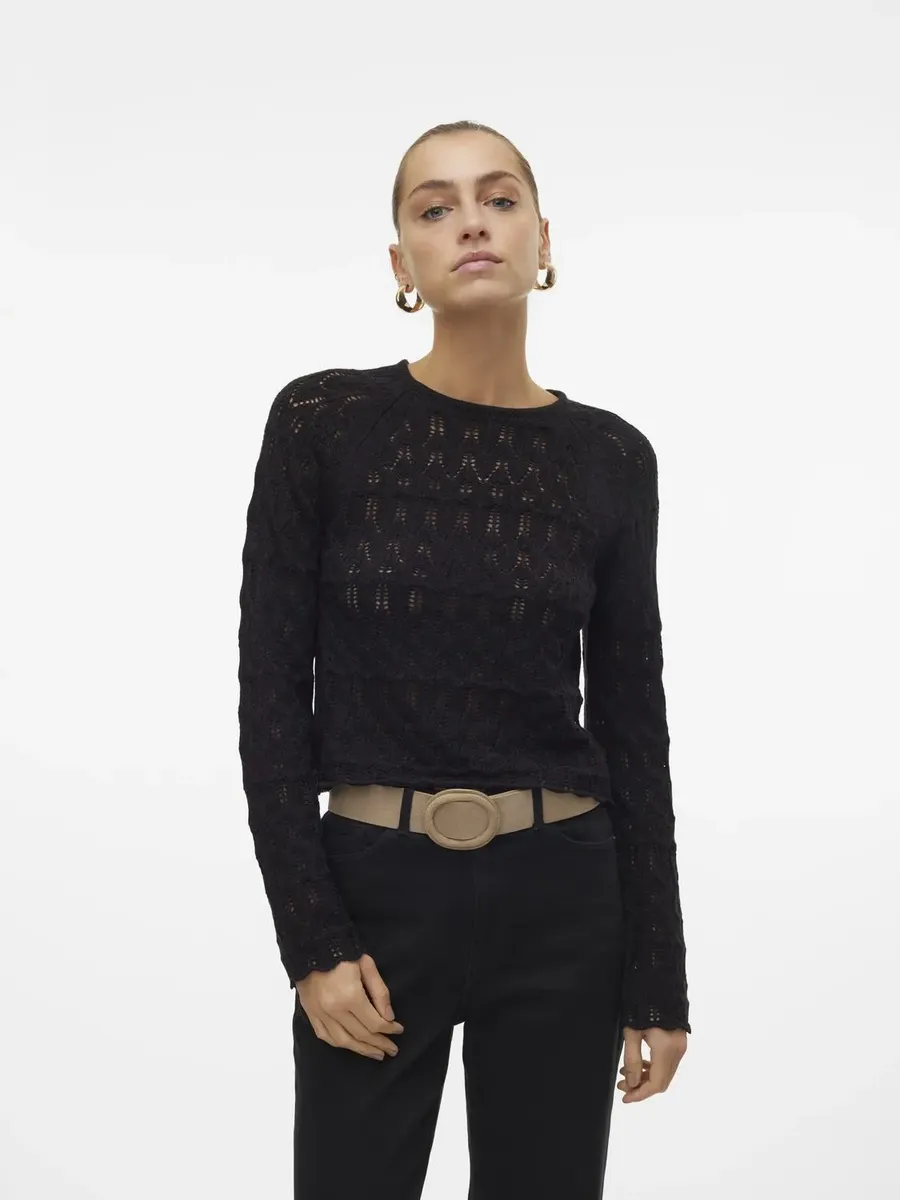 

Вязаный свитер Vero Moda "VMNEWFABIENNE LS O-NECK PULLOVER NOOS", черный