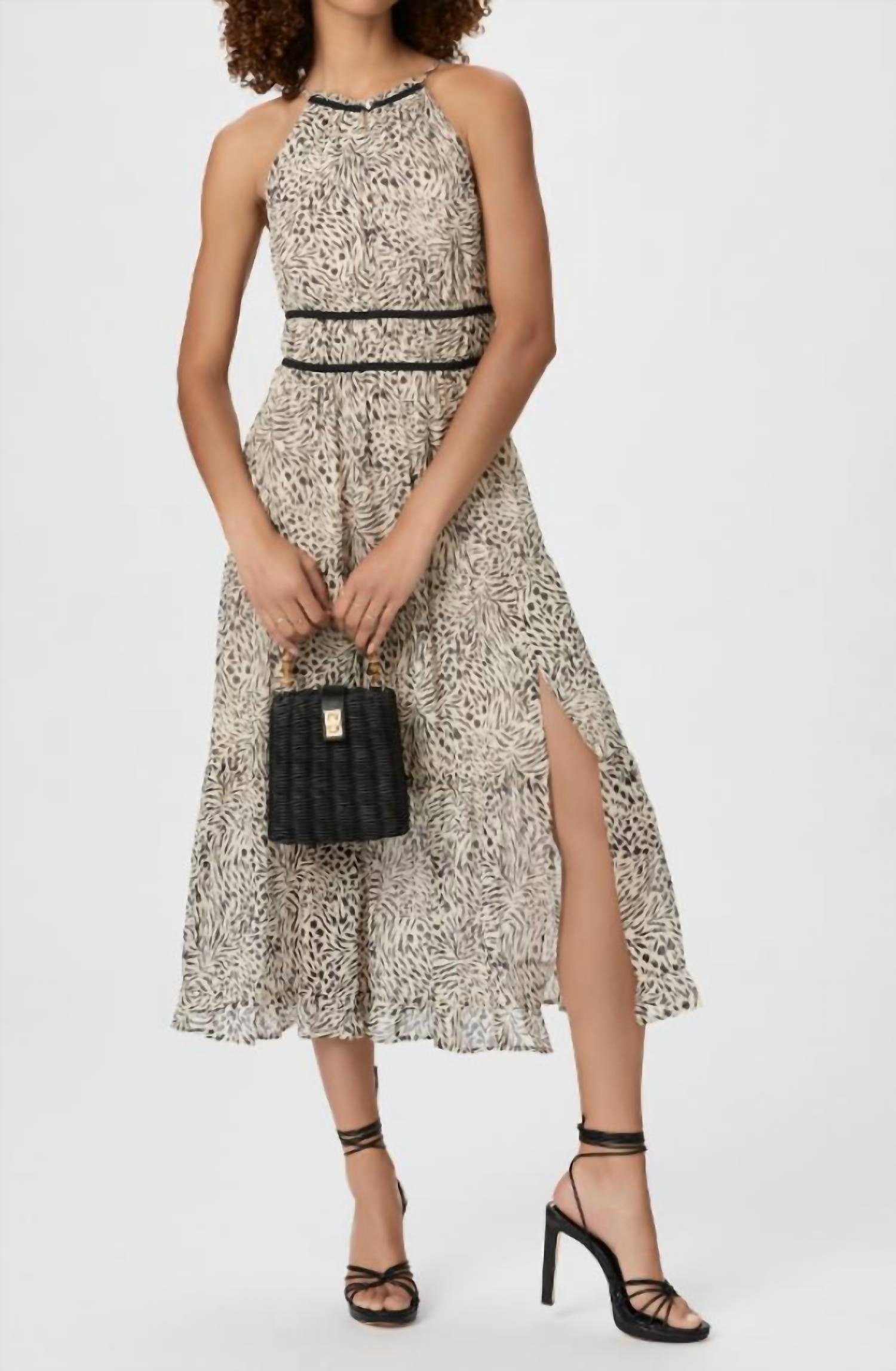

Платье Esmerelda Silk Georgette Midi в цвете Cloud Dancer/черный Paige