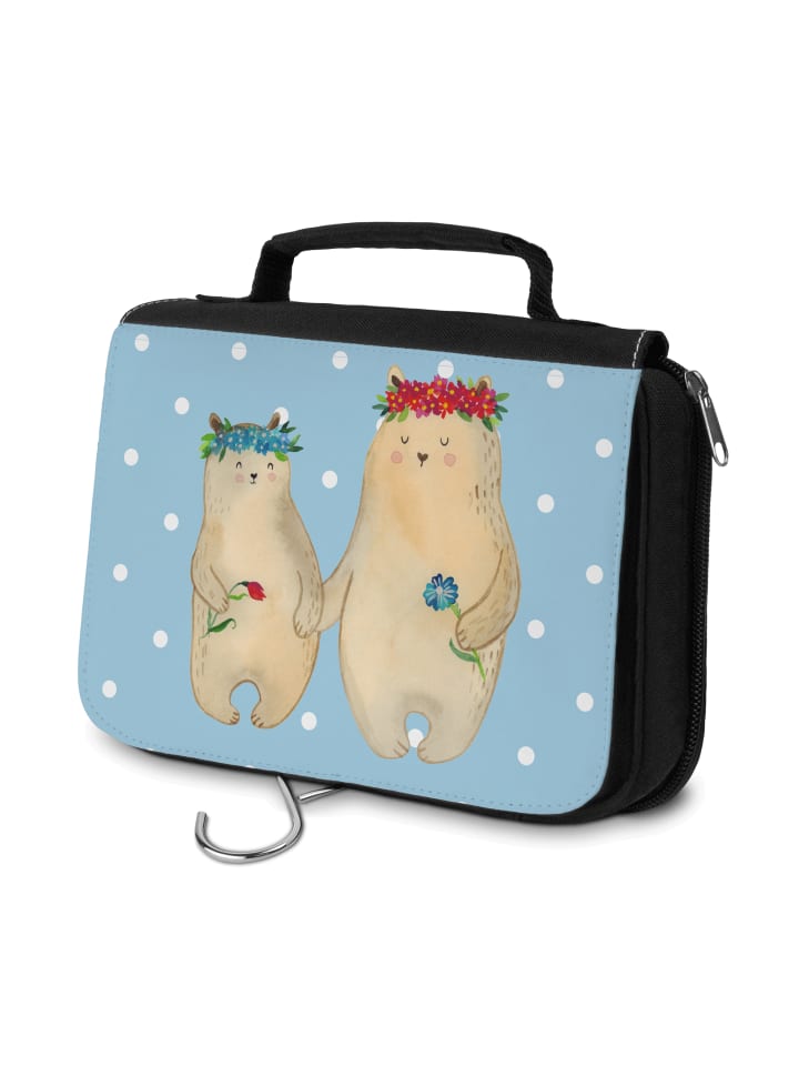 

Mr. & Mrs. Panda Косметичка с изображением медведя и цветочного венка, без надписи, пастельно-голубого цвета