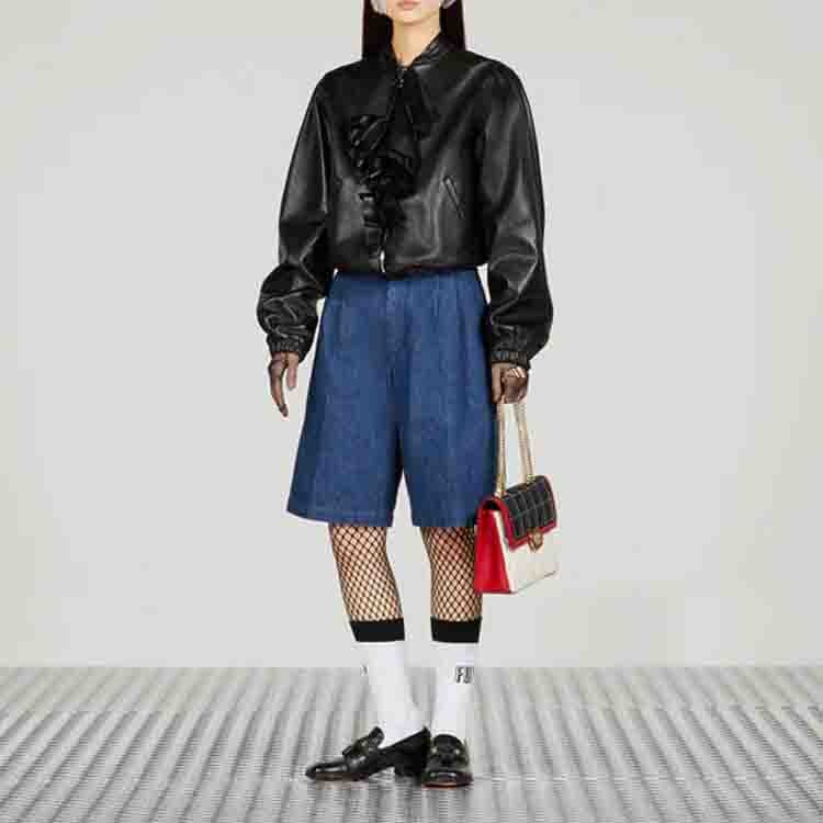 Шорты женские Gucci, элегантный крой, синий — фото 2