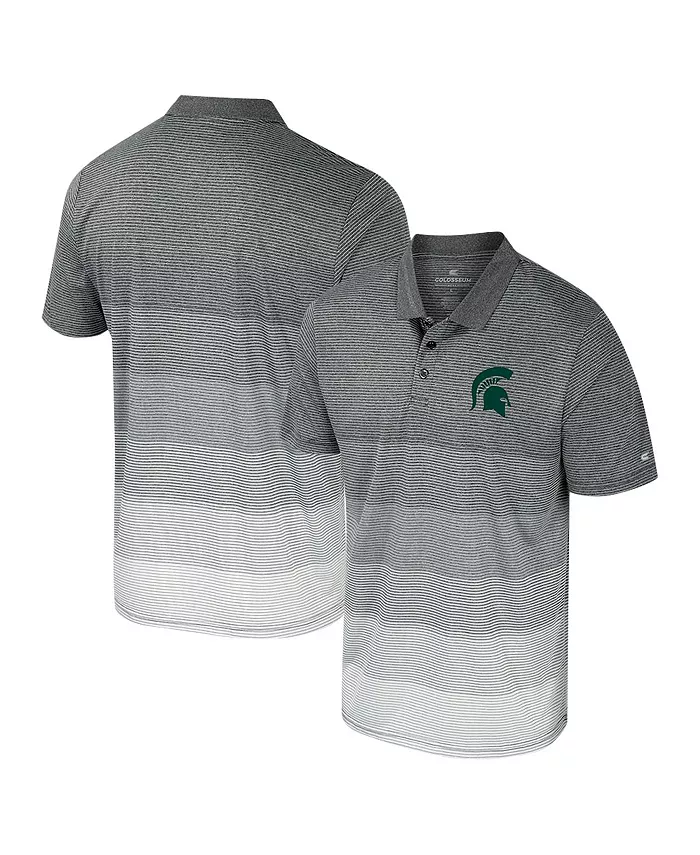 

Мужская серая полосатая поло Michigan State Spartans из сетчатой ткани Colosseum