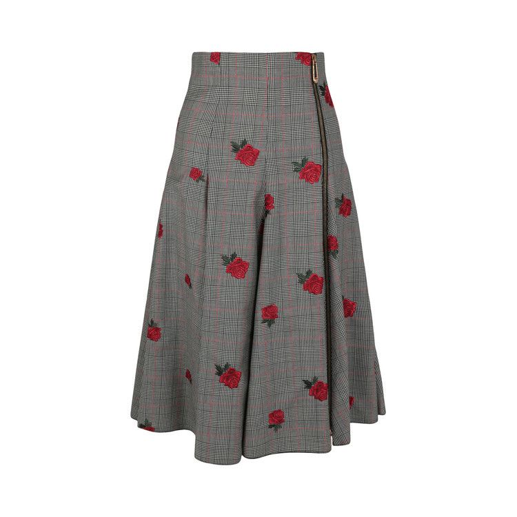 

Юбка Versace Floral Embroidered Plaid Skirt, Black