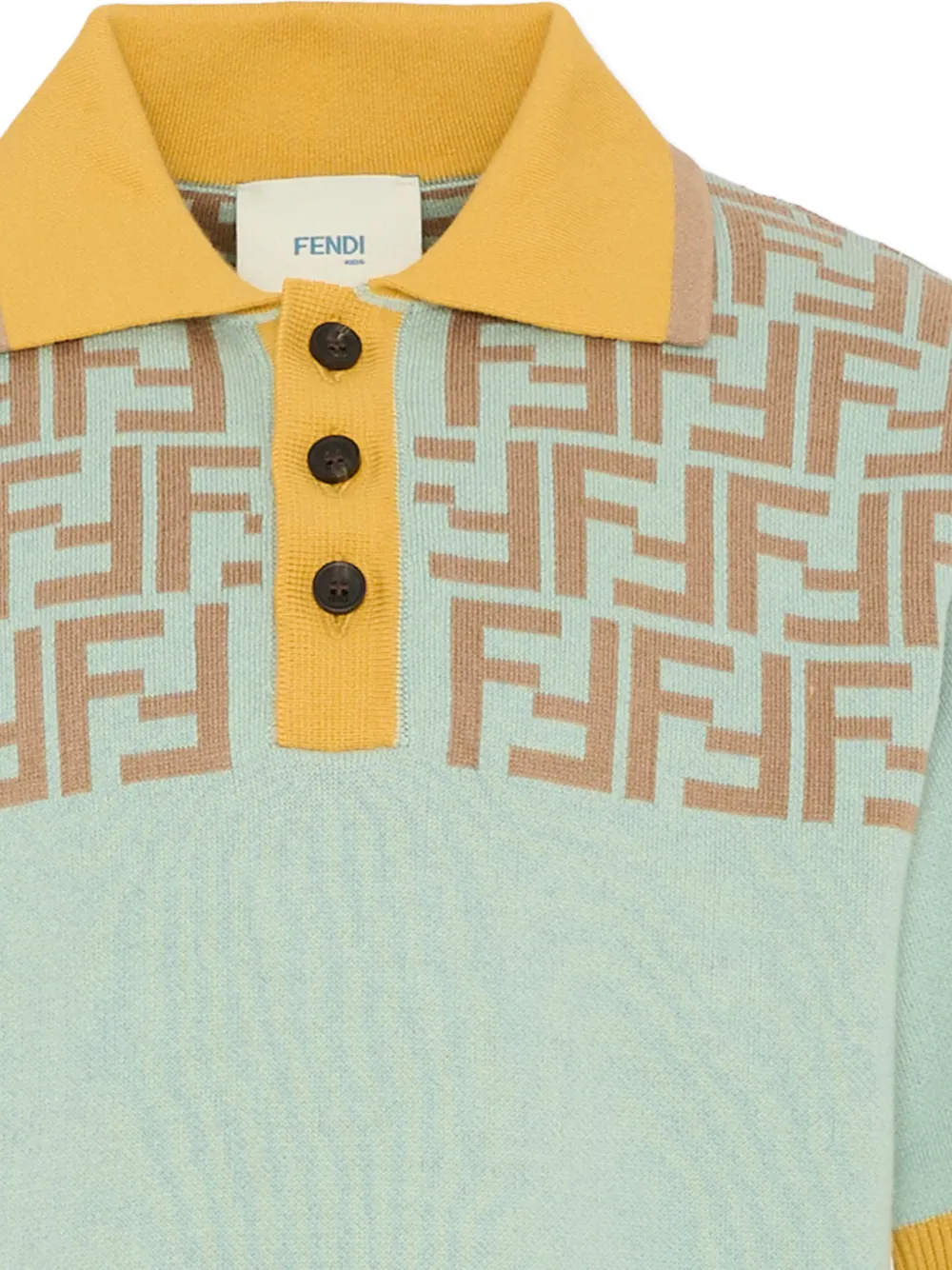 Поло с короткими рукавами и фирменным логотипом Fendi Kids, зеленый — фото 3