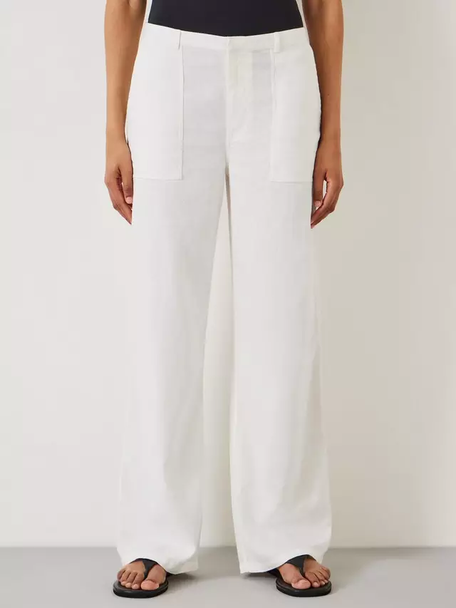 

Брюки HUSH Raye Linen Blend Straight Leg, белый