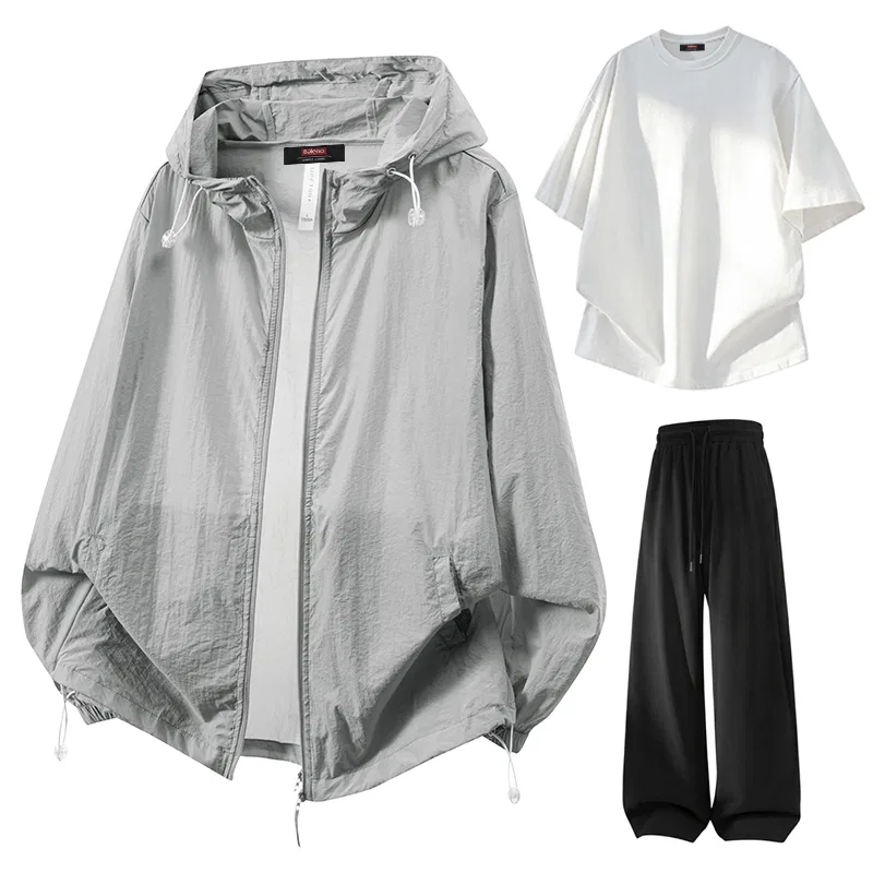 Детский комплект спортивной одежды BALENO, Cement Gray Sun Protection Jacket Black T-Shirt Black Ice Silk Pants — фото 3