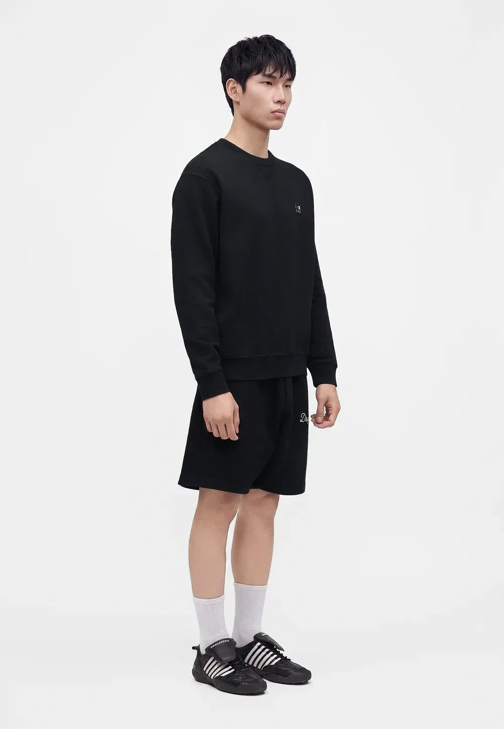 Металлическая перевернутая стильная толстовка с круглым вырезом Dsquared2, Black — фото 4