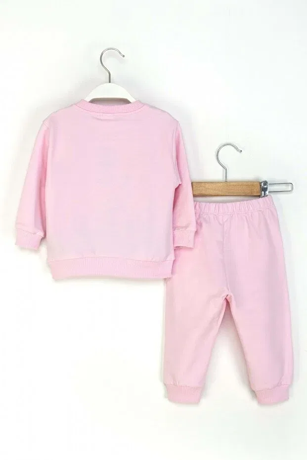 Детский комплект для девочек с принтом Heart Printed Tracksuit Set Ww Waka Waka Kids Store, Pink — фото 3