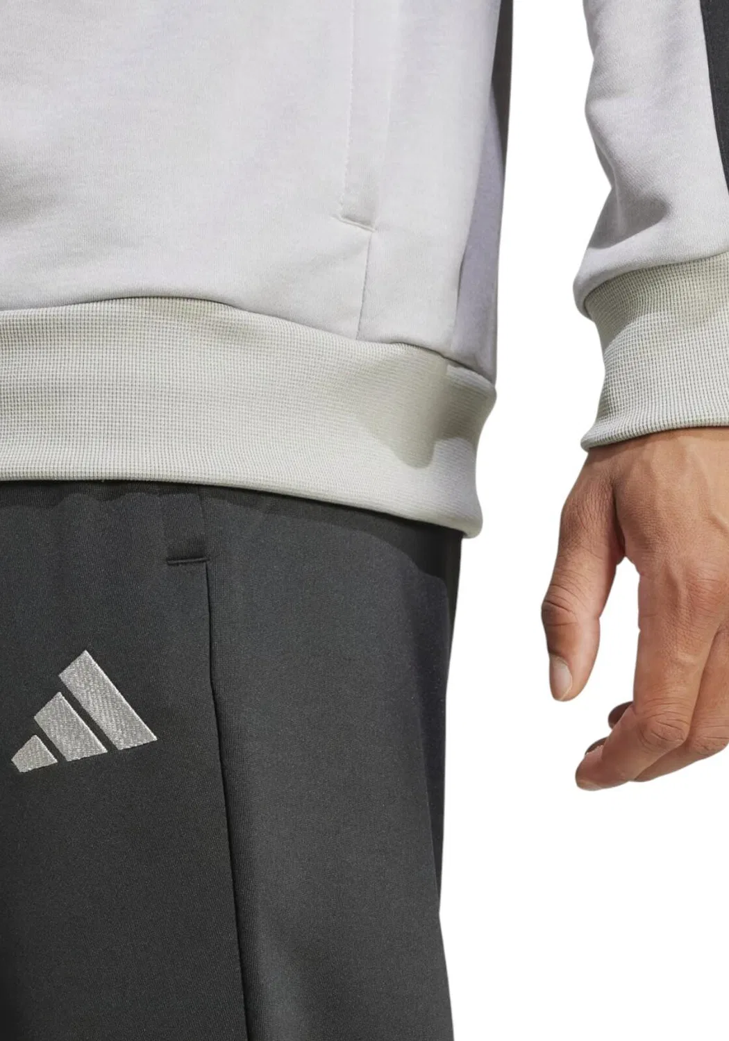 Мужской спортивный костюм с принтом 3S French Terry Tracksuit Adidas, Grau Schwarz — фото 4