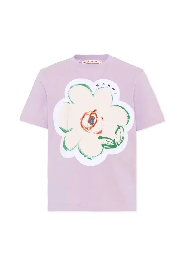 Футболка с цветочным принтом Marni, lilac, сиреневый