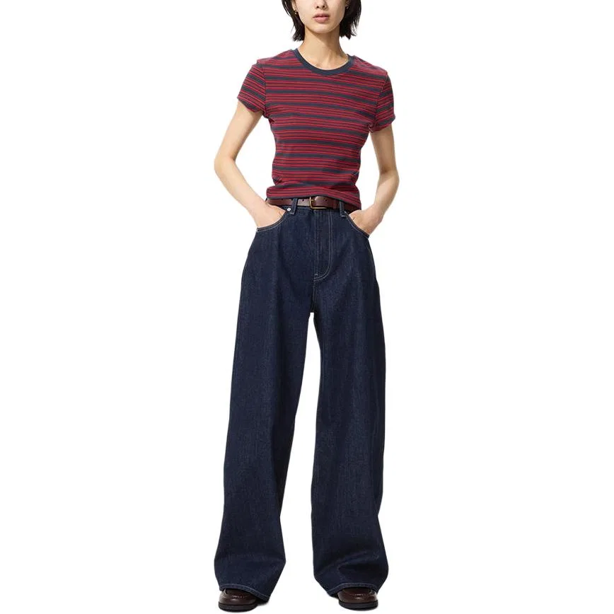 Женские джинсы прямого кроя SS26 Jeans Navy Blue UNIQLO, Navy Blue