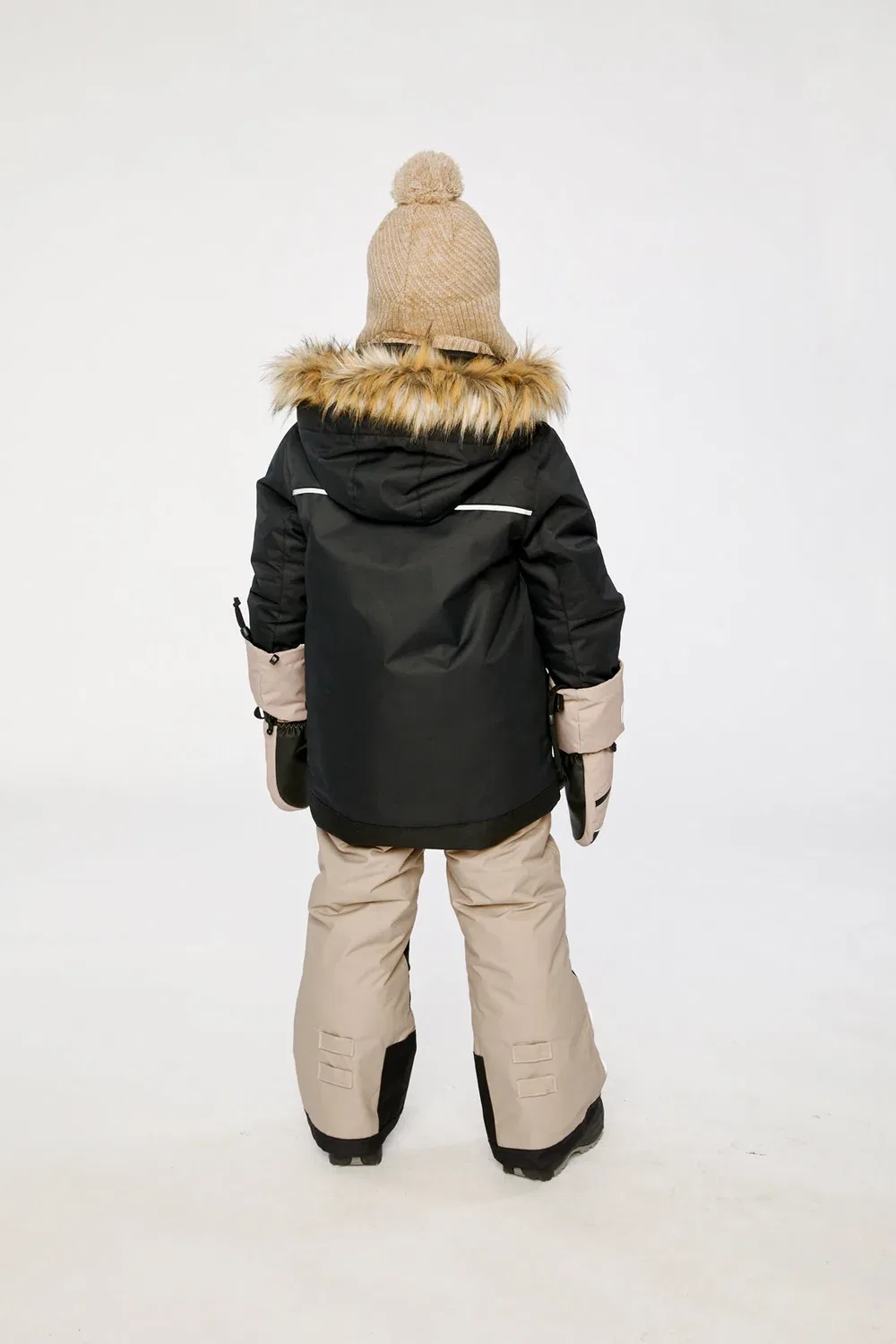 Детский комбинезон для мальчиков зимний утепленный комплект Two Piece Play Snowsuit Deux par Deux, Black and Beige — фото 4