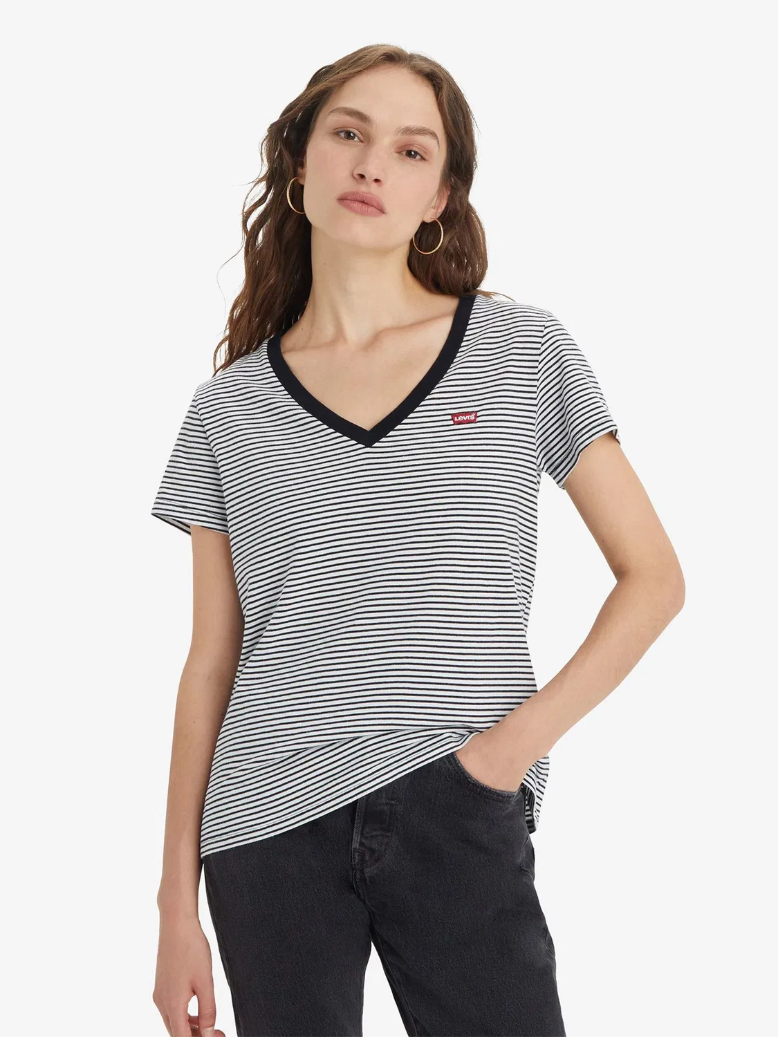 Футболка с V-образным вырезом, оверсайз Levi's, синяя — фото 3