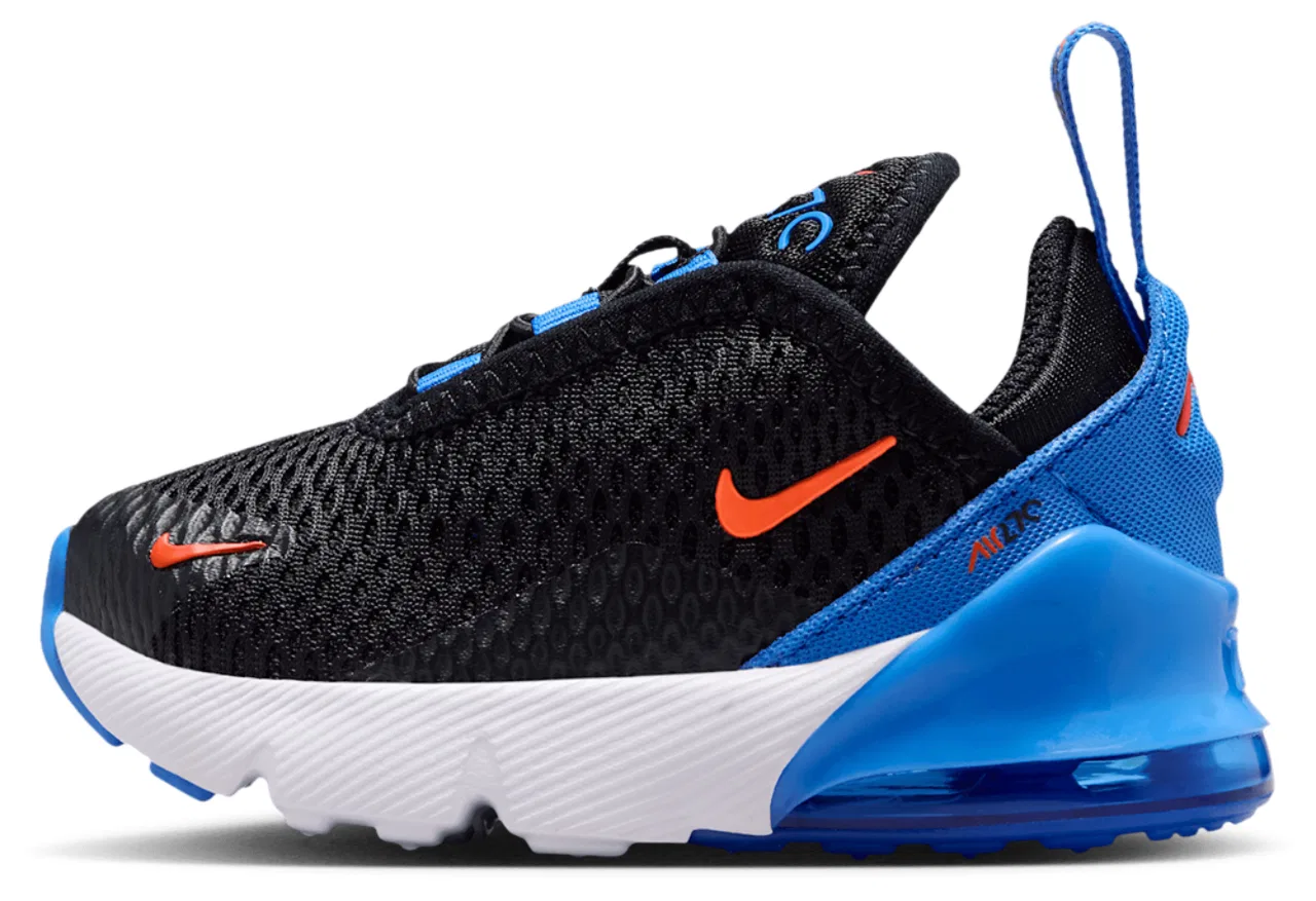 Кроссовки для мальчиков Air Max 270 Nike, цвет Black/Turf Orange/Blue Crystal — фото 2