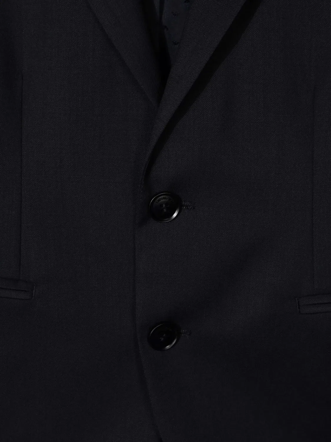 Однобортный шерстяной блейзер Emporio Armani, темно-синий — фото 3
