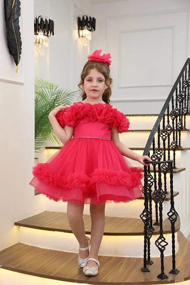 Детское вечернее платье для девочек с длинным рукавом Miss Rain, Fuchsia
