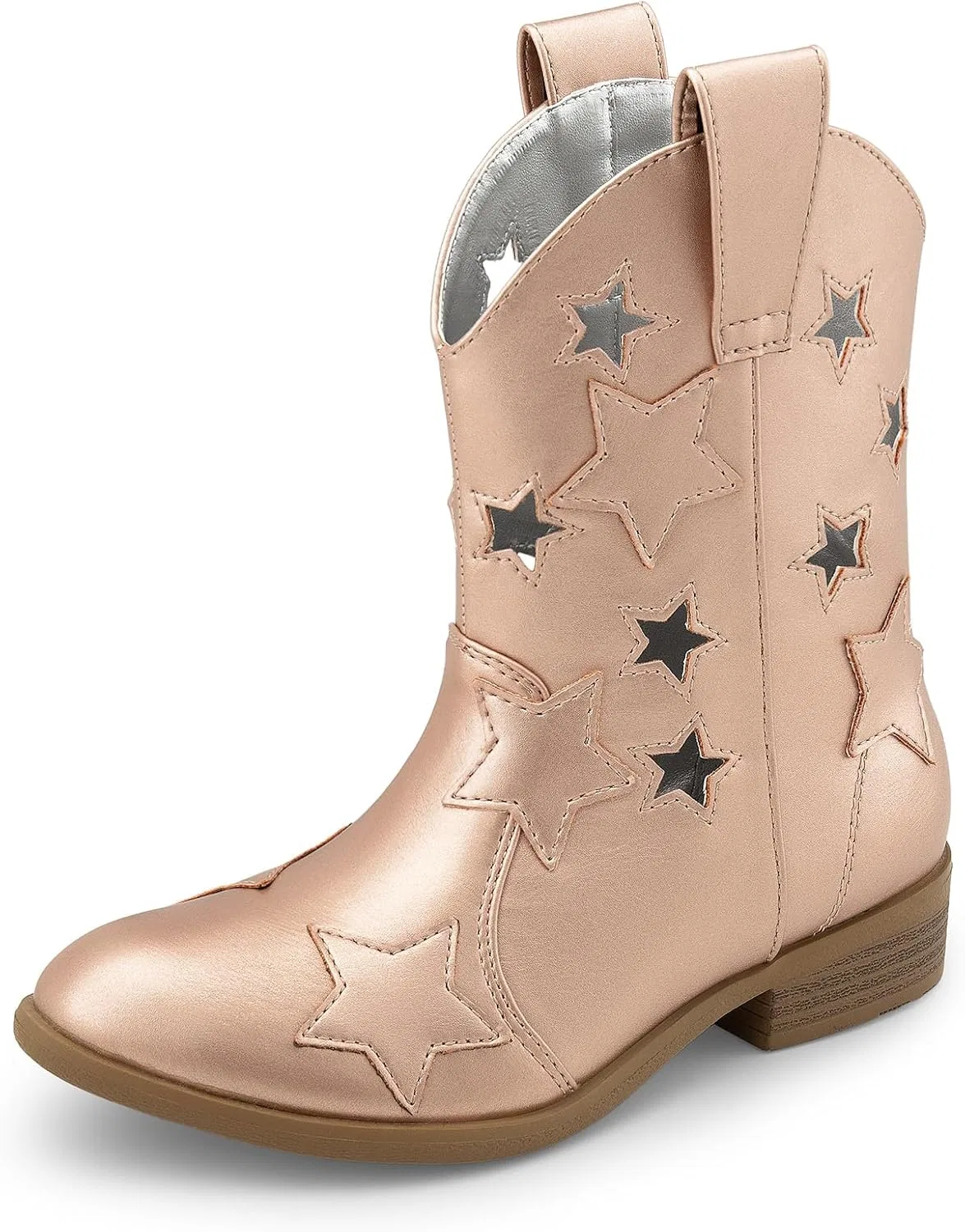 Детские сапоги для девочек с блестками и звездами Cowboy DREAM PAIRS, Rose Gold