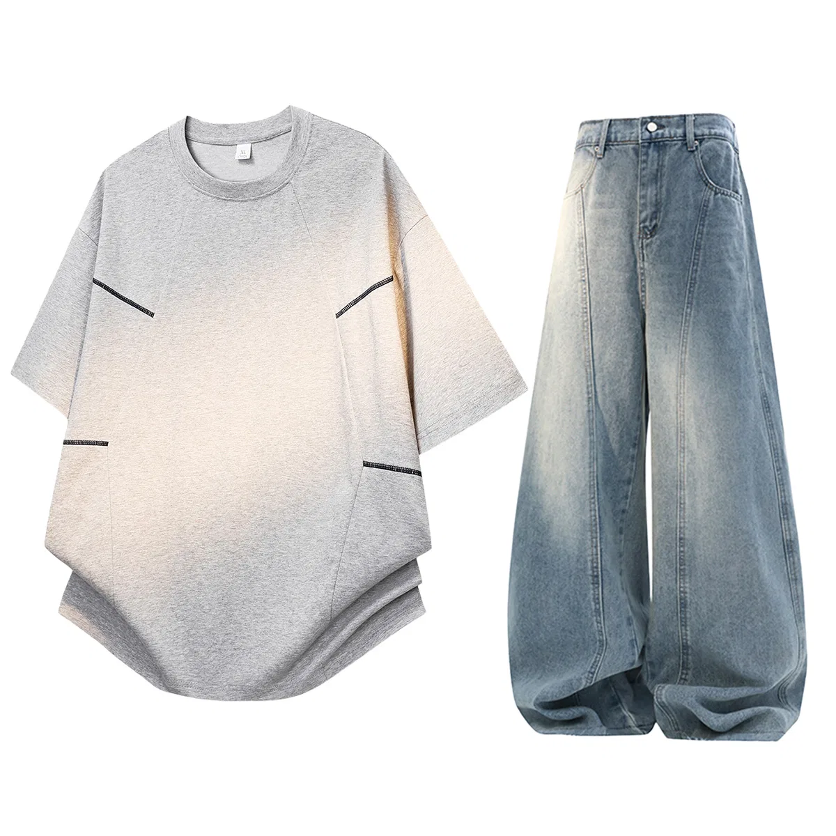 Спортивный комплект с коротким рукавом, GWAF, Heather Gray/Blue